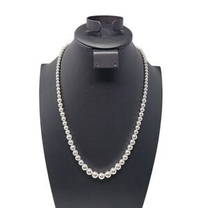 Vintage Signed Napier Graduated Silver Plated Beaded Matinee Necklace 25" Glam